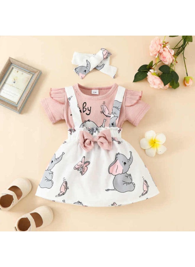 MiniMe Baby Dress 3-Piece Set | 3-6 Months | Pink | Cotton | Soft and breathable fabric | Designed for comfort and durability | Perfect for summer | Easy to wash and maintain | Stylish newborn baby outfit - Image 2