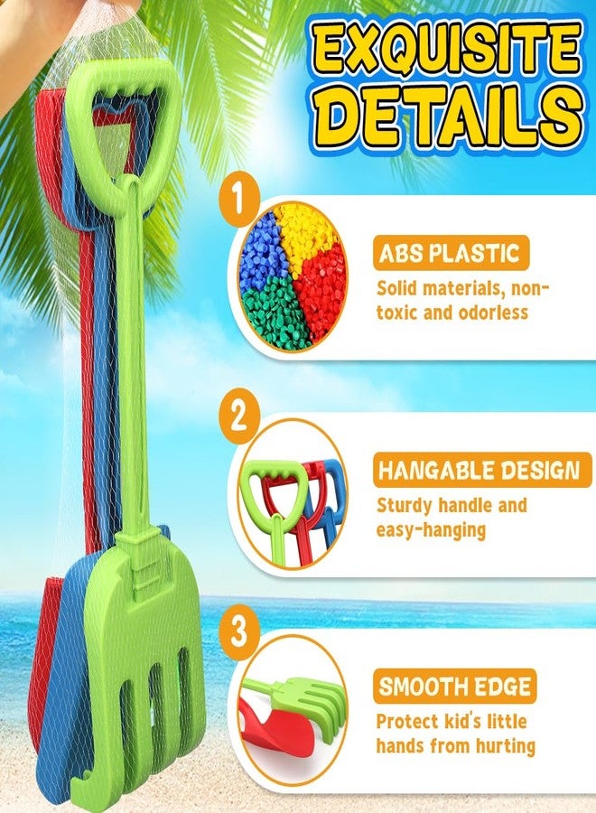 Amarlozn Jumbo Beach Shovels Rake Spade Toys Set for Kids, 16" Long Handle ABS Plastic Sand Scoop, 3 Pack Planting Summer Winter Travel Gift for Mud Sand Snow Digging, Backyard Gardening Tool Accessories - Image 3