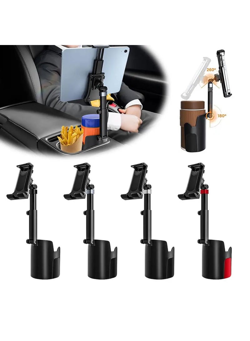 Chappeline ST43 3 In 1 Vehicle Cup Holder Retaliator Tablet Holder, 360 Degree Rotatable Car Bottle Holder Rotatable Long Sleeve Cup Phone Holder - Black - Image 2