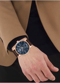 HUGO BOSS Men's Analog Round Shape Leather Wrist Watch 1514126 - 44 Mm  - Image 4