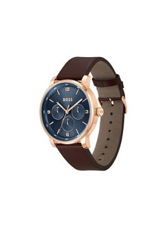 HUGO BOSS Men's Analog Round Shape Leather Wrist Watch 1514126 - 44 Mm  - Image 2