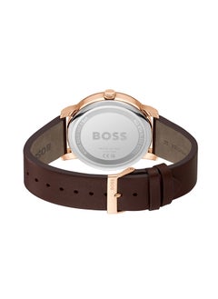 HUGO BOSS Men's Analog Round Shape Leather Wrist Watch 1514126 - 44 Mm  - Image 3