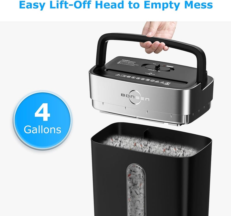 BONSEN Shredder for Home Office, 4 Gallons 8-Sheet Cross Cut Credit Card Shredder, Small Paper Shredder for Home Use, High Security Level P-4, ETL Certification (S3101) - Image 5