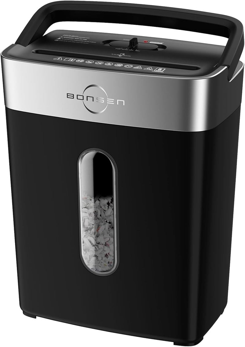 BONSEN Shredder for Home Office, 4 Gallons 8-Sheet Cross Cut Credit Card Shredder, Small Paper Shredder for Home Use, High Security Level P-4, ETL Certification (S3101) - Image 1