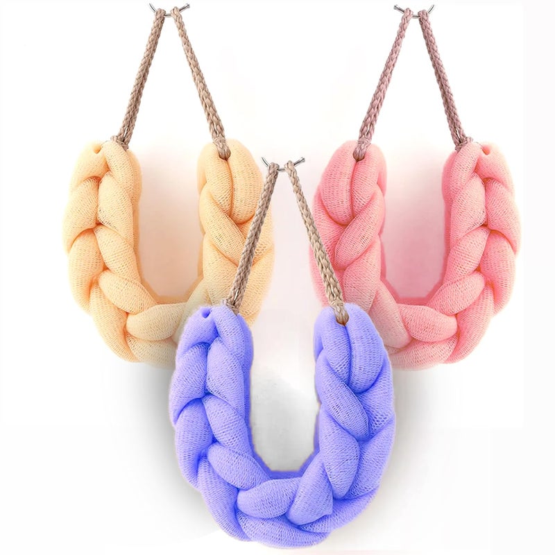Majestique Back Scrubber Loofah Belt for Bathing For Men and Women Strechable 9 Knots Bath Sponge (multicolor, Pack of 3) - Image 1