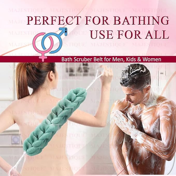 Majestique Back Scrubber Loofah Belt for Bathing For Men and Women Strechable 9 Knots Bath Sponge (multicolor, Pack of 3) - Image 5