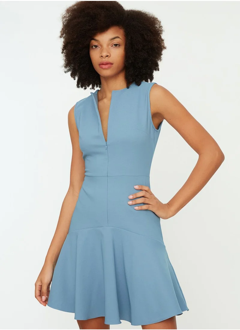 trendyol Zip Detail Ruffle Hem Dress