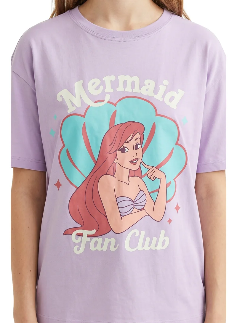 Disney  Disney Princess Mermaid Fan Club Graphic T-Shirt for Teen Girls | Oversized Drop Shoulder Casual Crew Neck Tee for Women | Best Price UAE