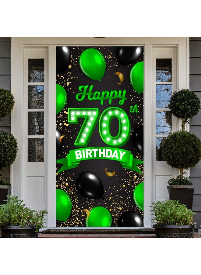 COOSOAR Happy 70Th Birthday Green And Black Banner Backdrop Cheers To 70 Years Old Confetti Balloons Theme Decor For Women 70 Years Old Birthday Party Decorations Bday Supplies Gift Background Favors Glitter - Image 1
