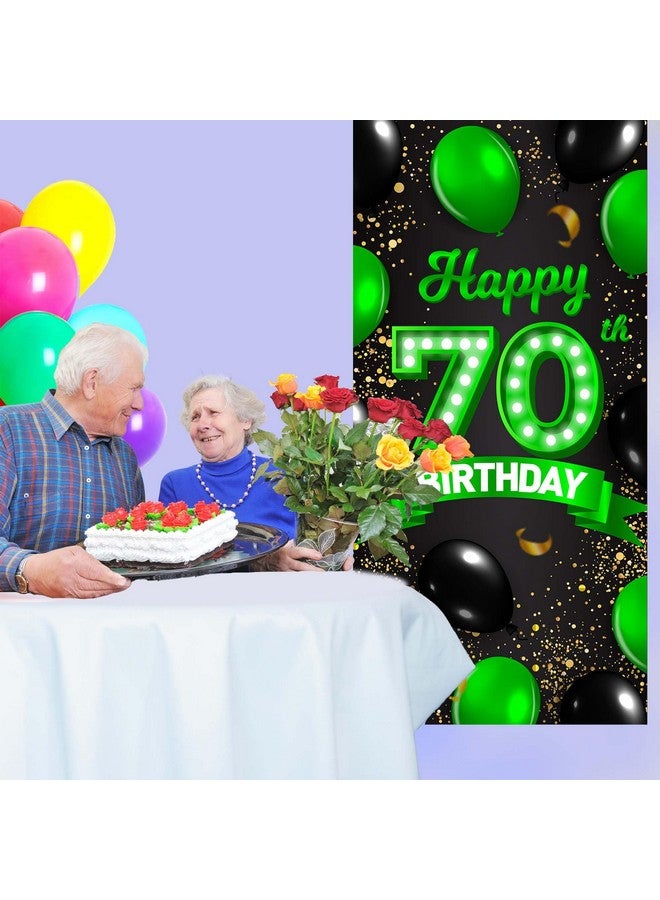 COOSOAR Happy 70Th Birthday Green And Black Banner Backdrop Cheers To 70 Years Old Confetti Balloons Theme Decor For Women 70 Years Old Birthday Party Decorations Bday Supplies Gift Background Favors Glitter - Image 4