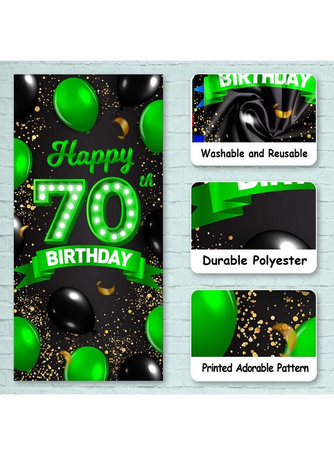 COOSOAR Happy 70Th Birthday Green And Black Banner Backdrop Cheers To 70 Years Old Confetti Balloons Theme Decor For Women 70 Years Old Birthday Party Decorations Bday Supplies Gift Background Favors Glitter - Image 3