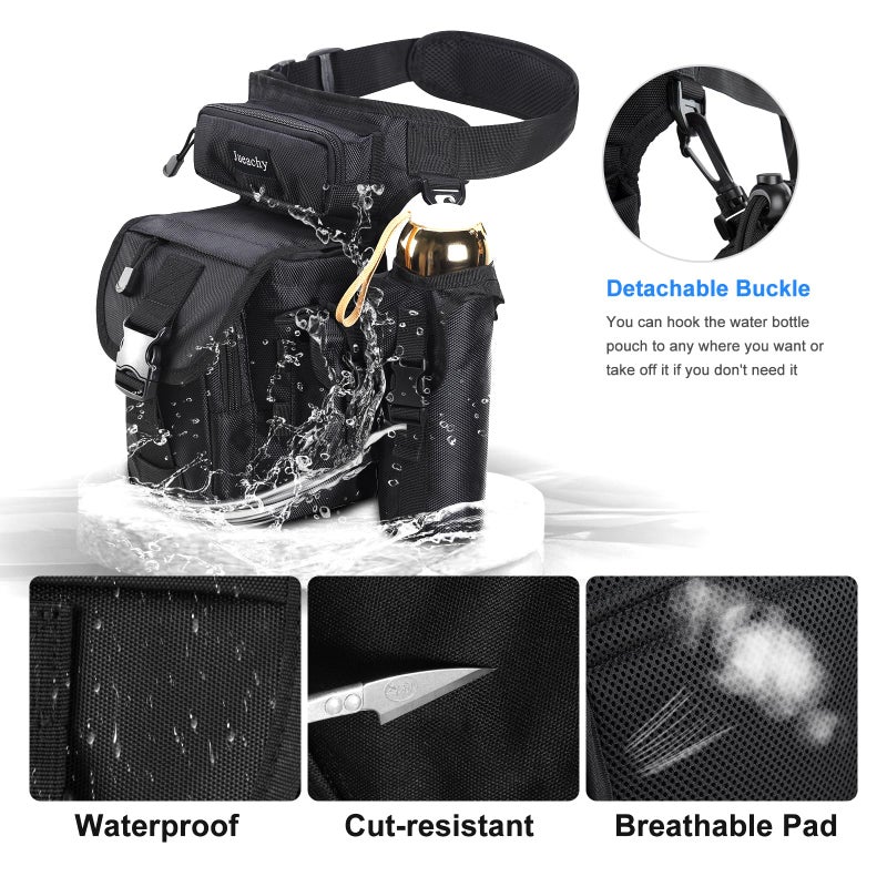 Jueachy Drop Leg Bag for Men Tactical Metal Detecting Thigh Pack with Water Bottle Pouch - Image 4