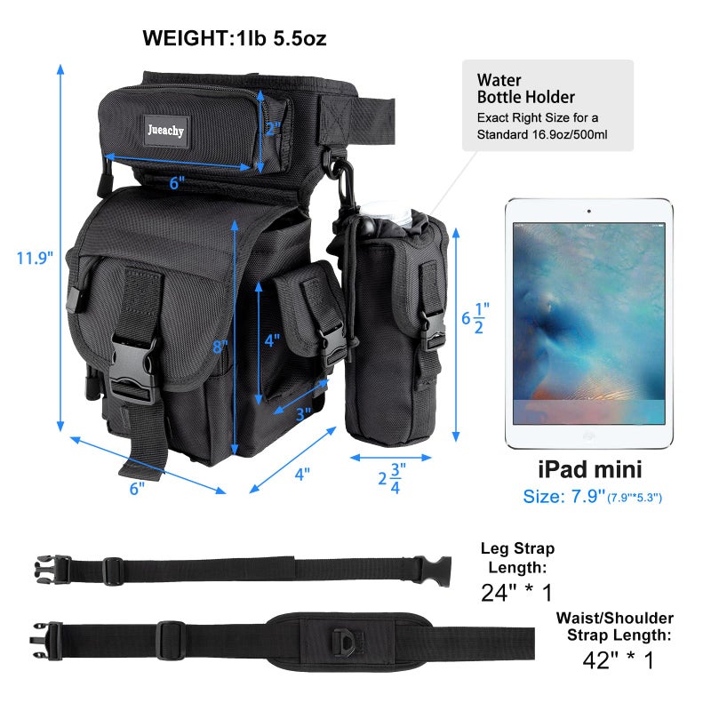 Jueachy Drop Leg Bag for Men Tactical Metal Detecting Thigh Pack with Water Bottle Pouch - Image 5