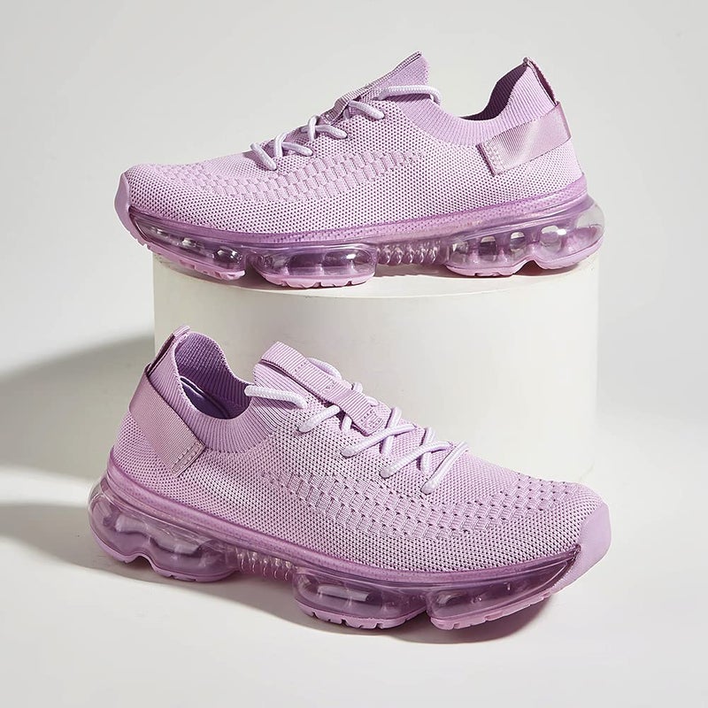 LUCKY STEP Women Air Cushion Fashion Sneakers Breathable Casual Comfortable Lightweight Walking Shoes (Purple,8B(M) US) - Image 3