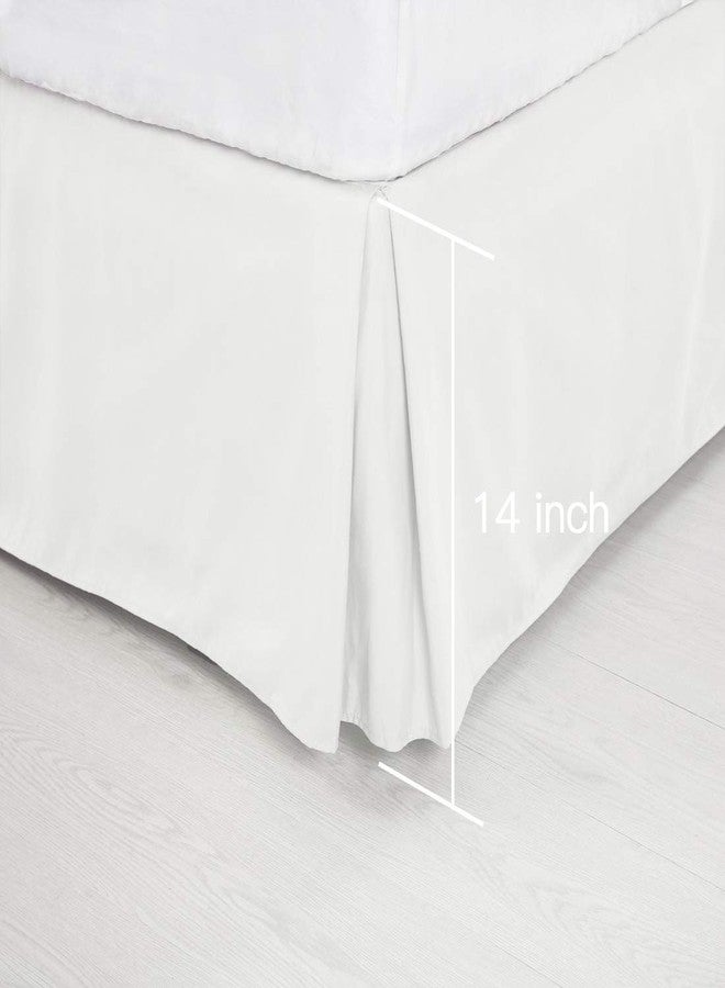 PiccoCasa Pleated Bed Skirt Classic Polyester Dust Ruffled Fade & Wrinkle with 14 Inch Drop Snow White Queen - Image 5