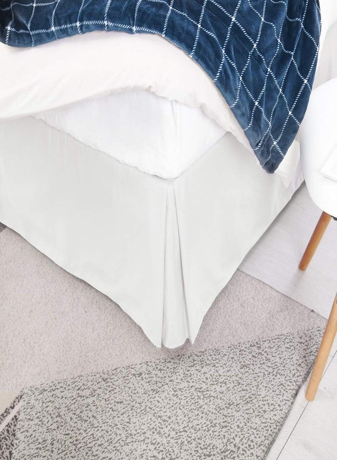 PiccoCasa Pleated Bed Skirt Classic Polyester Dust Ruffled Fade & Wrinkle with 14 Inch Drop Snow White Queen - Image 3