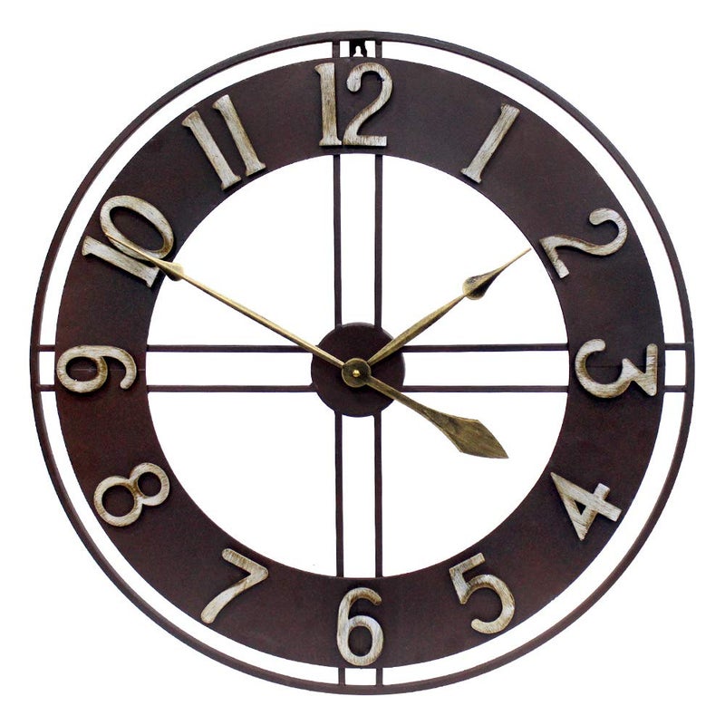 Growsun Growsun Large Wall Clock 30 inches Pure Metal Retro Heavy Duty Large Decorative Decor for Home Living Room Farmhouse 