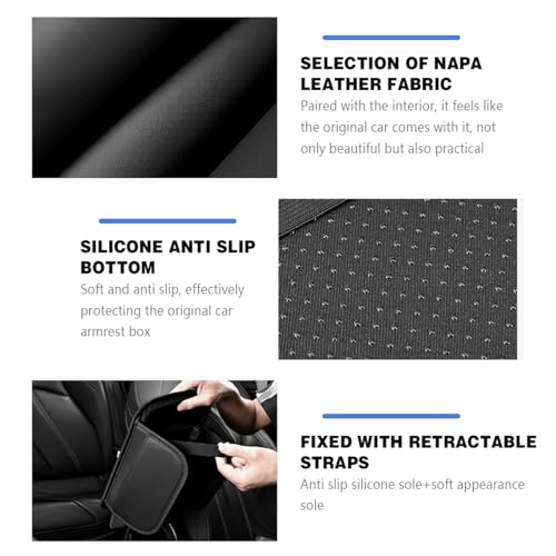 Bittwee Car Center Console Cover, Leather Vehicle Arm Rest Cushion Mat with Storage Pocket, Waterproof Anti-Scratch Auto Interior Armrest Pad Accessiories Universal for SUV, Truck, RV（Coffee） - Image 5