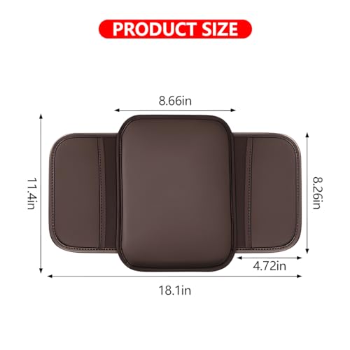 Bittwee Car Center Console Cover, Leather Vehicle Arm Rest Cushion Mat with Storage Pocket, Waterproof Anti-Scratch Auto Interior Armrest Pad Accessiories Universal for SUV, Truck, RV（Coffee） - Image 2