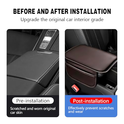 Bittwee Car Center Console Cover, Leather Vehicle Arm Rest Cushion Mat with Storage Pocket, Waterproof Anti-Scratch Auto Interior Armrest Pad Accessiories Universal for SUV, Truck, RV（Coffee） - Image 3