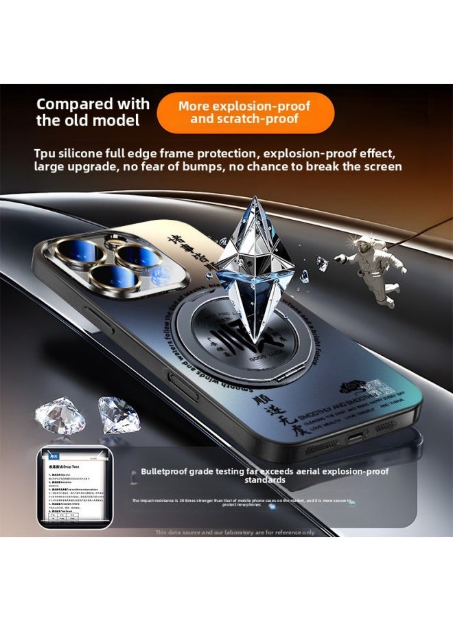 Generic - Suitable For Iphone15promax Phone Case For Iphone16pro 12pro With Magnetic Bracket 14 Shell 13-Color:Ll488 Welcomes Good Luck [yuanfeng Blue]Comes With Lens FilmMagsafe Magnetic Suction-Applicable Models:For Iphone14ProMax - Image 1