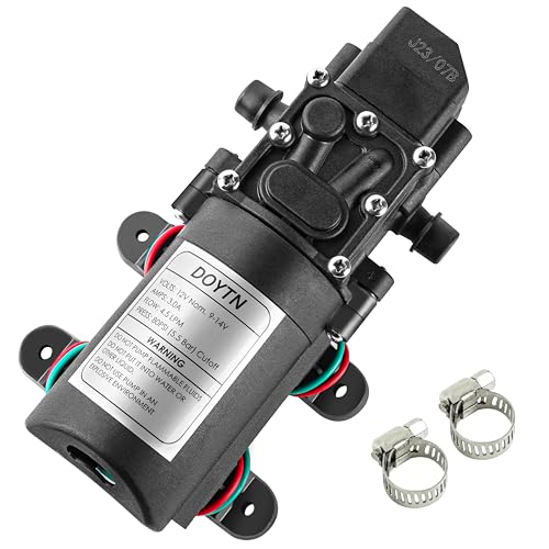 Doytn 12V Diaphragm Water Pump – 1.2 GPM 80 PSI Self Priming Sprayer Pump with Pressure Switch, Hose Clamps – for RV, Camper, Marine, Boat, Garden, Car Wash - Image 1