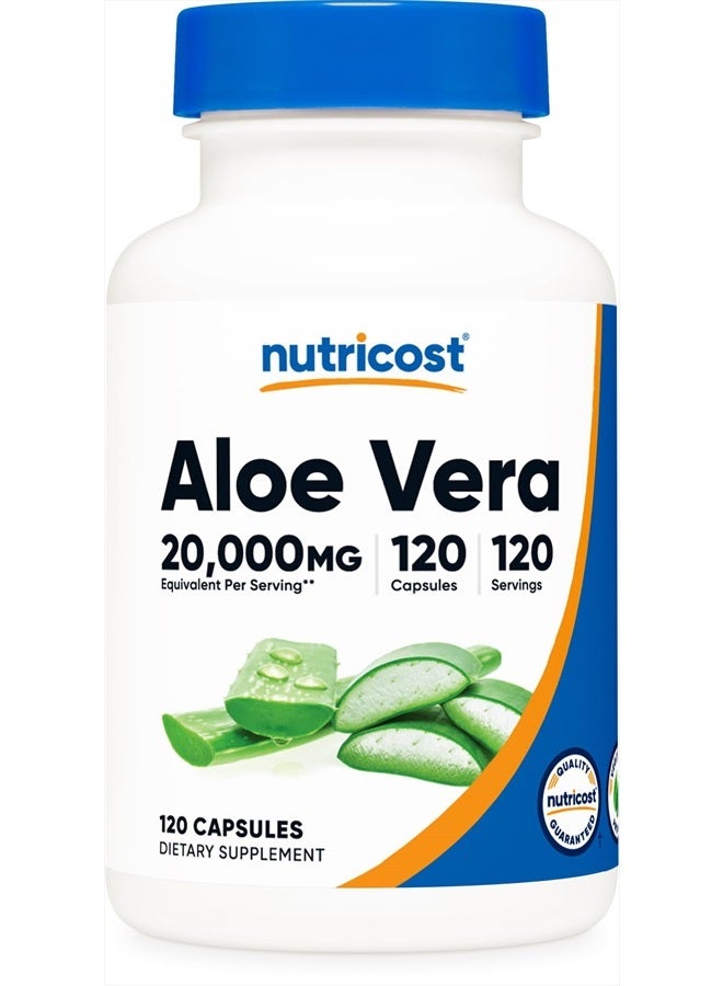 Nutricost Aloe Vera 20,000mg, 120 Capsules - Gluten Free, Non-GMO, Vegetarian Friendly (100mg of 200:1 Extract) - Image 1