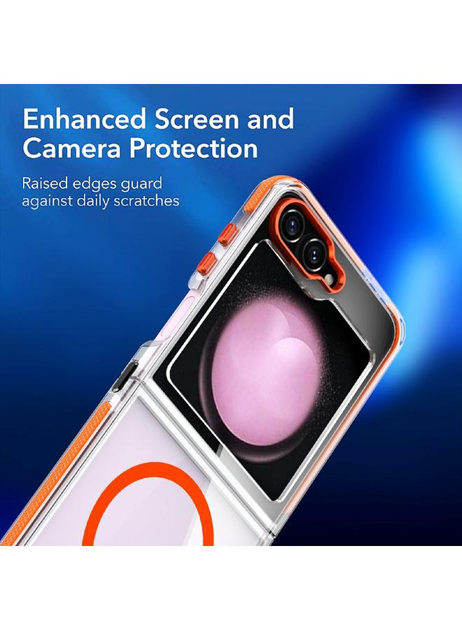 S-TOP Case For Samsung Galaxy Z Flip5 Dual-Color Clear Acrylic Hybrid TPU MagSafe Phone Case - Image 3