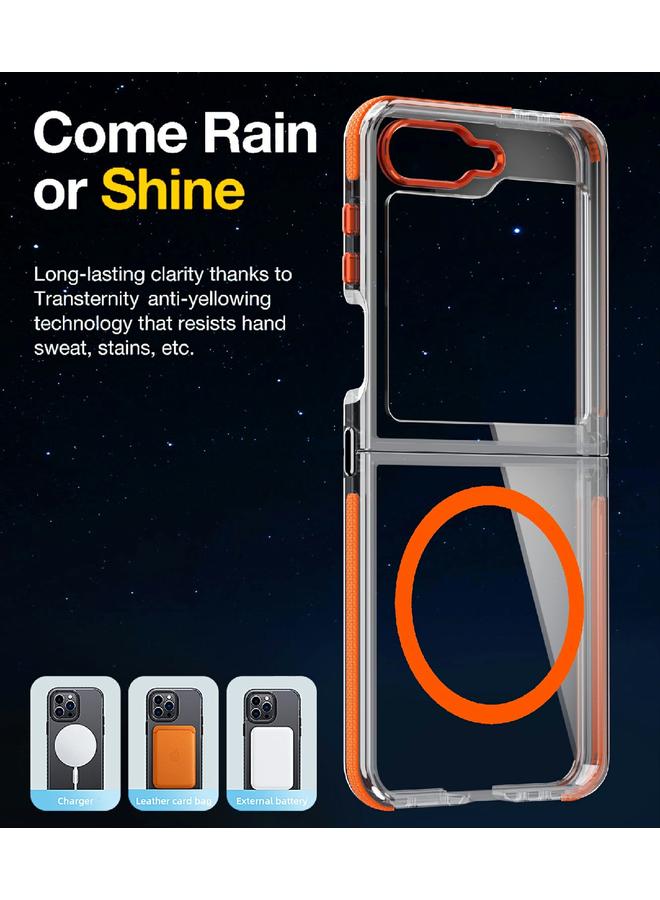 S-TOP Case For Samsung Galaxy Z Flip5 Dual-Color Clear Acrylic Hybrid TPU MagSafe Phone Case - Image 5