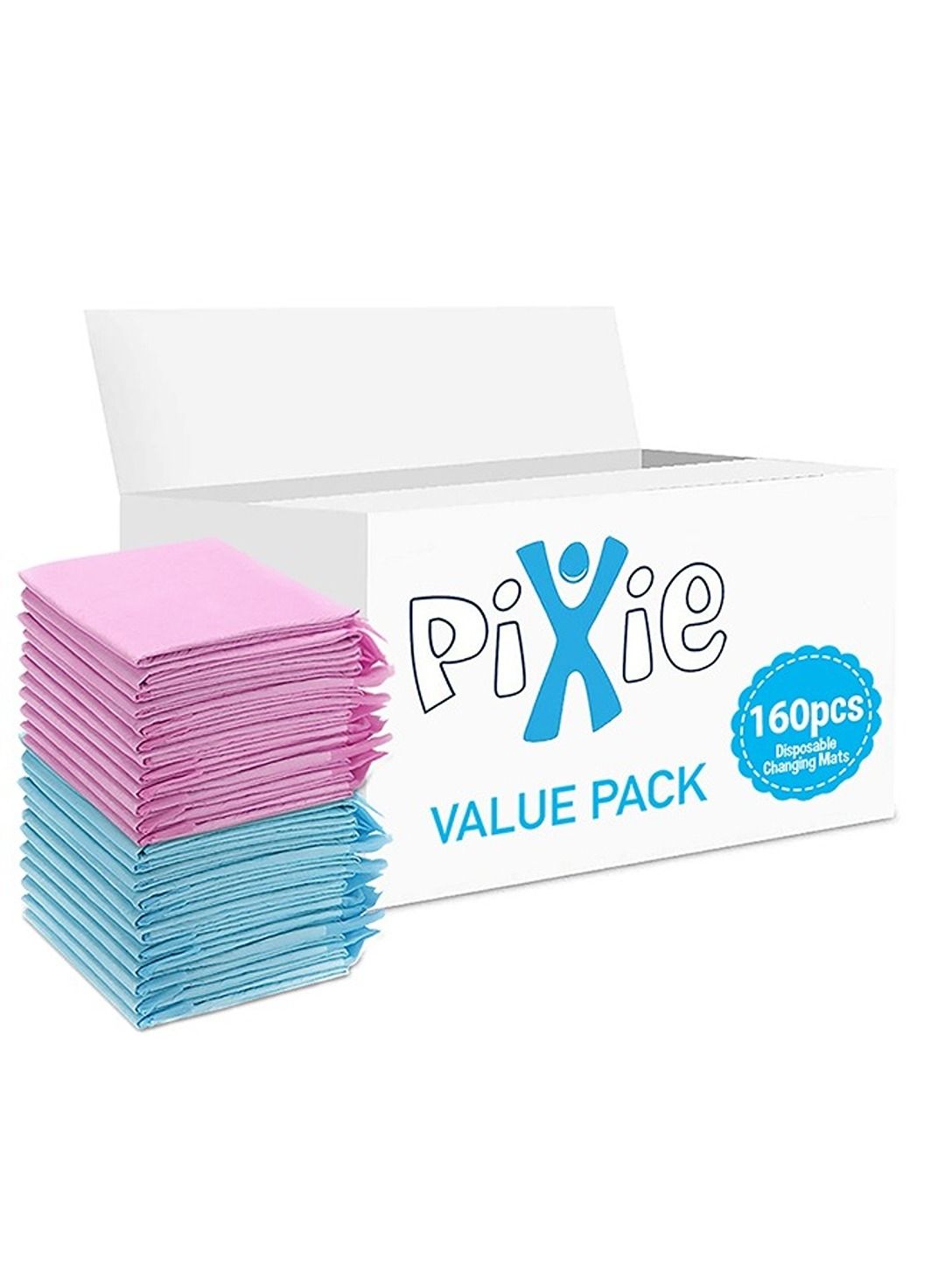 Pixie Disposable Changing Mats, 160 Counts, Soft Waterproof Mat, Portable Leak Proof Changing Mat, New Mom Leak-Proof Under pad, Mattress Table Protector Pad