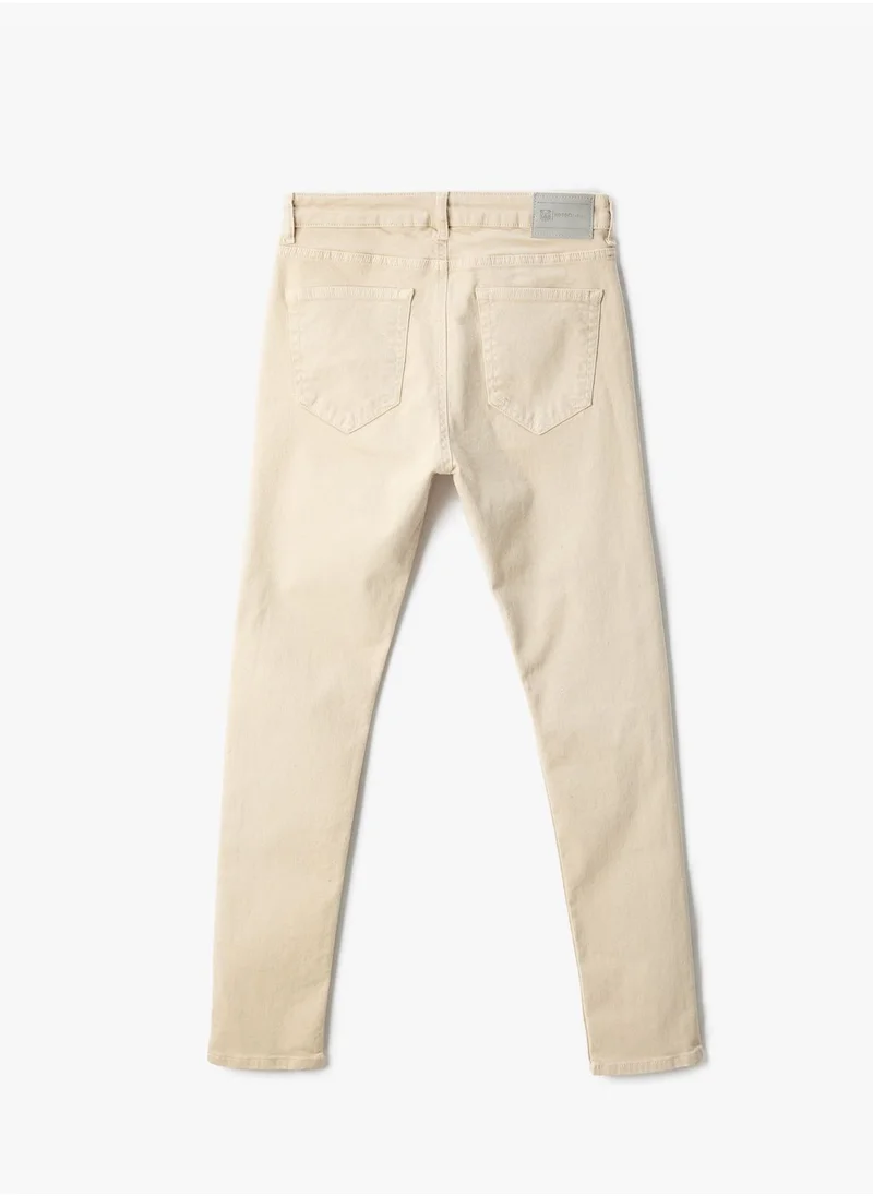 كوتون Basic Gabardine Trousers 5 Pocket Button Detailed