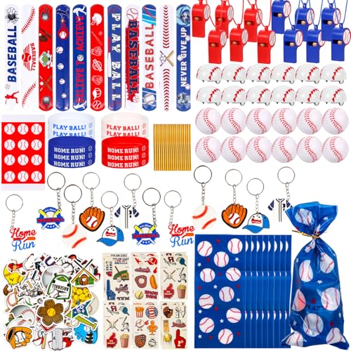 Atonofun 146 Pcs Baseball Party Favors Baseball Goodie Bag Stuffers with Mini Stress Balls Baseball Keychains Tattoos Bulk Small Toy for Kids Baseball Themed Birthday Party Supplies Classroom Reward - Image 1
