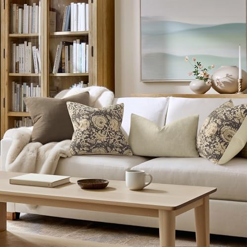 DKwizme Vintage Floral Print Throw Pillow Covers 18x18 Set of 2 Neutral Modern Farmhouse Pillowcases Accent Decorative Cushion Covers Boho Home Decor for Couch Sofa Chair Bed Living Room, Rustic Gray - Image 4