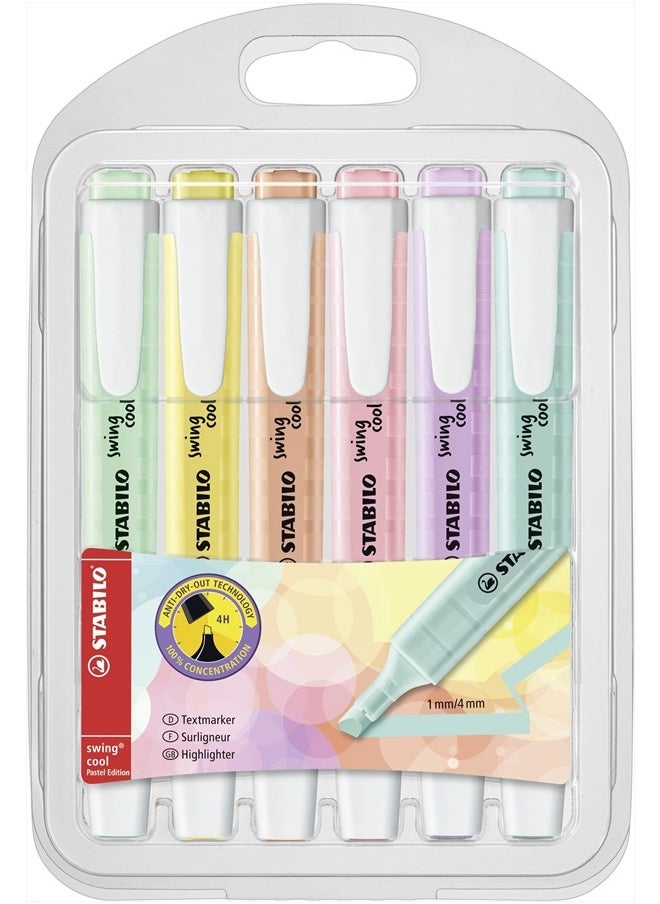 STABILO Highlighter swing cool Pastel - Wallet of 6 - Assorted Colors  - Image 1