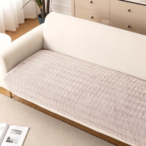 HOKIPO 'Plush Haven' Premium Anti Slip Sofa Cover Mat for 1/2/3 Seater & L Shape Sofa. Make Your Own Sofa Cover Set, Mat Length 90(D) X 170(L) cm, Beige(AR-5035-BGE) - Image 1