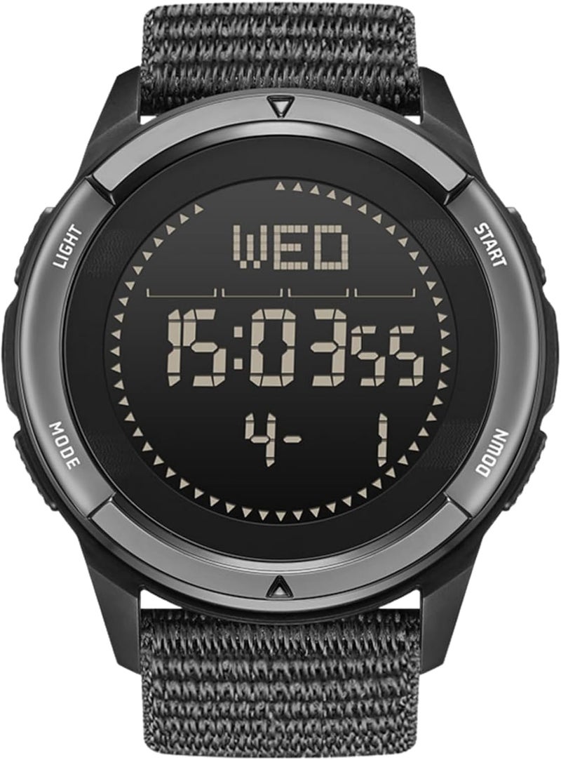 Excefore Tactical Watches for Men, Military Sport Watches with Carbon Fiber Case, Lightweight Waterproof Watch for Women & Men, Digital Fitness Watches with Compass, Step Counter, Metronome, 5ATM, Black - Image 2