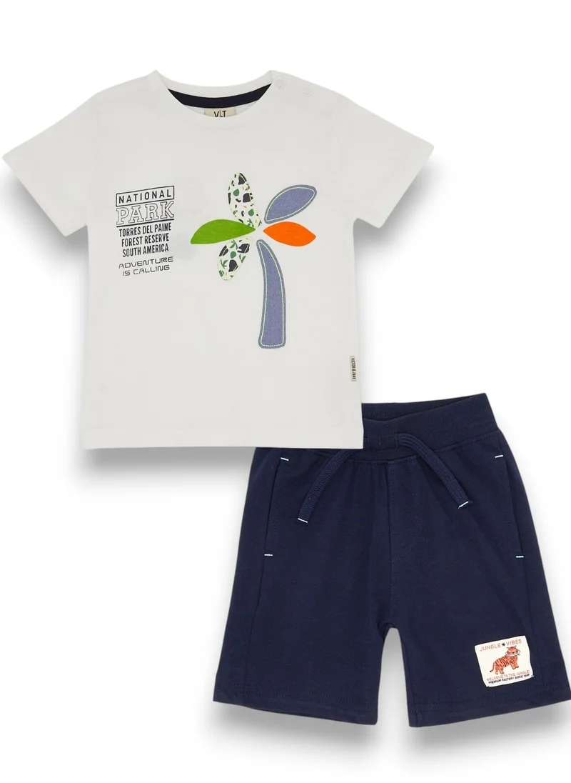 victor and jane 2-Piece Summer Outfit Set Navy & ivory for Baby Boys - T-Shirt & Shorts