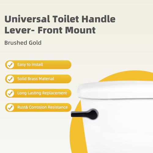 iFealClear 2 Pack Universal Metal Toilet Tank Flush Lever Replacement Front Mount Handle Toilet Tank Trip Lever with 2 Pieces Stainless Steel Flapper Chains Easy Install Solid Brass Matte Black - Image 3