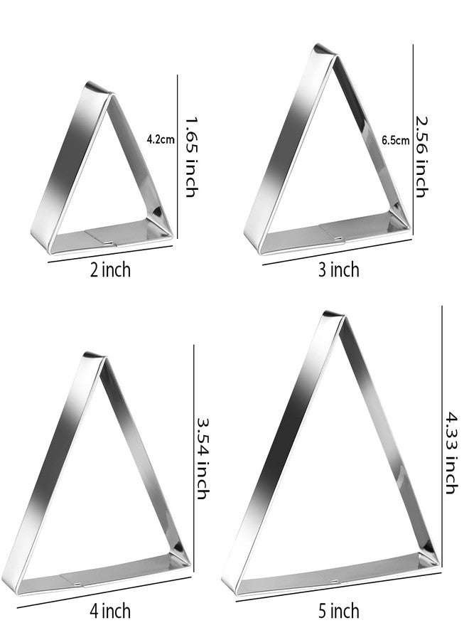 ANCKNE Equilateral Triangle Cookie Cutter Set Large Stainless Steel Geometric Frame Plaque Cookie Cutters Shapes Molds - 1 Inch Depth (4 Sizes) - Image 3