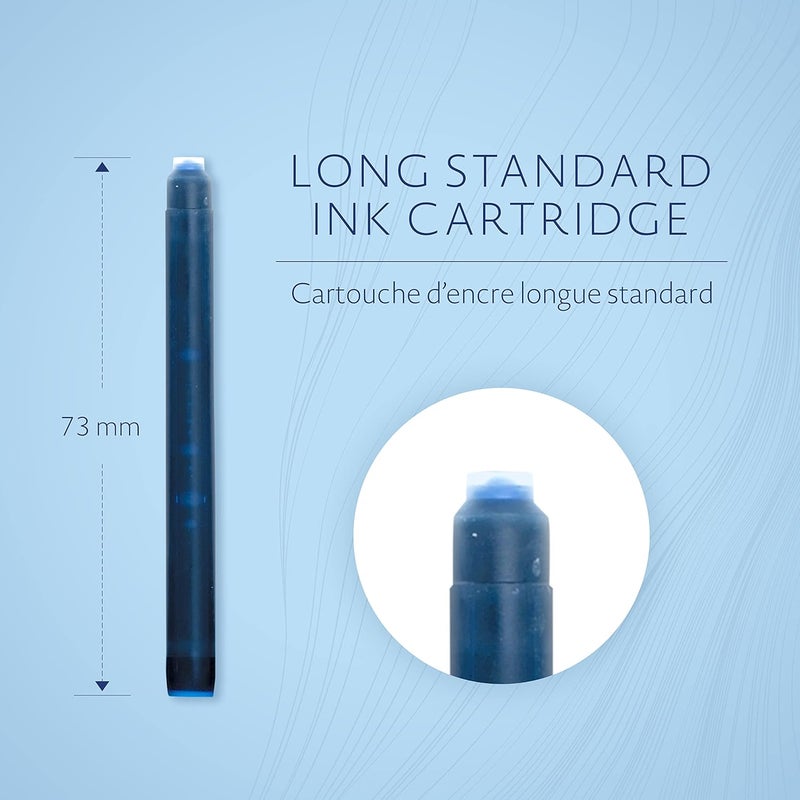 Waterman Fountain Pen Ink Cartridges, Long, Serenity Blue, 8 Count - Image 2