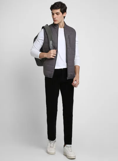 دينيس لينغو جاكيت رجالي رمادي داكن بوليستر 1% بقصة عادية