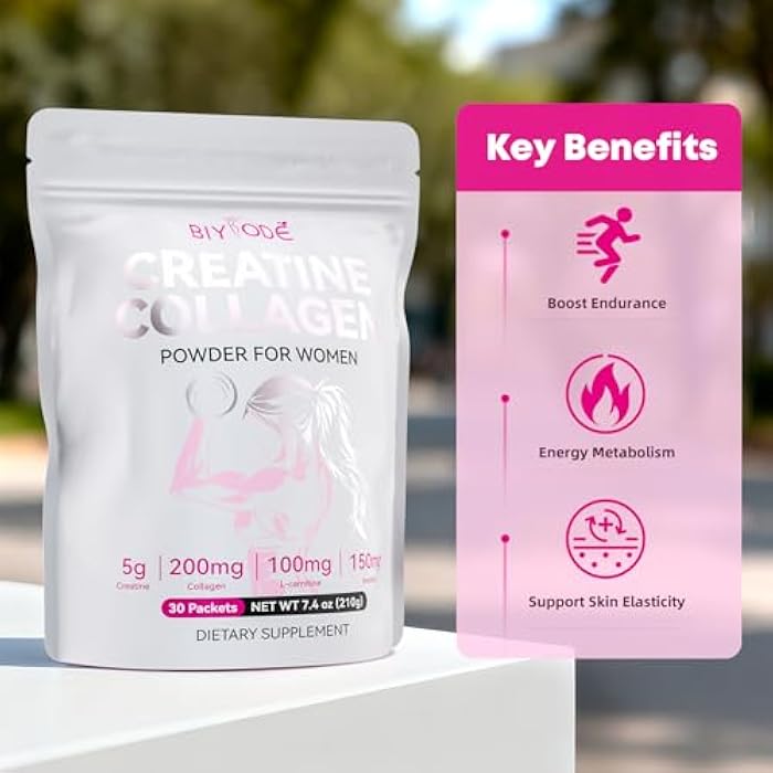 BIYODE Creatine Powder Sticks for Women: 5g Creatine 200mg Collagen L-Carnitine & Inositol for Workout Recovery & Endurance Support Pink Drink Packets 30 Servings - Image 4