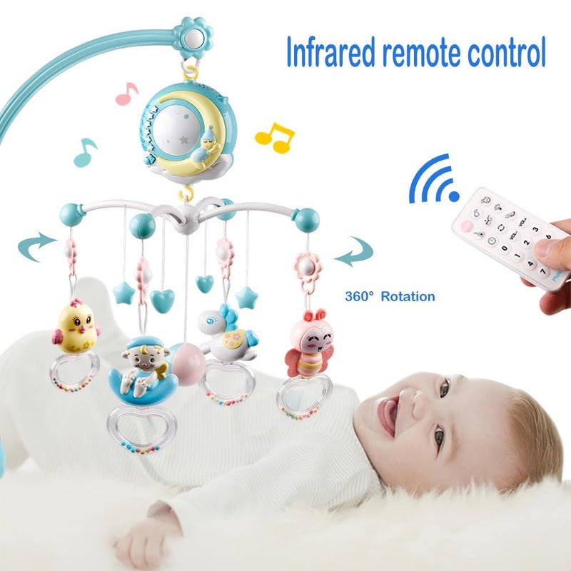 Mini Tudou Baby Musical Crib Mobile with Timing Function Projector Lights,Stand-Along Rattles and 150 Melodies Music Box with Remote Control for Newborn 0-24 Months - Image 3
