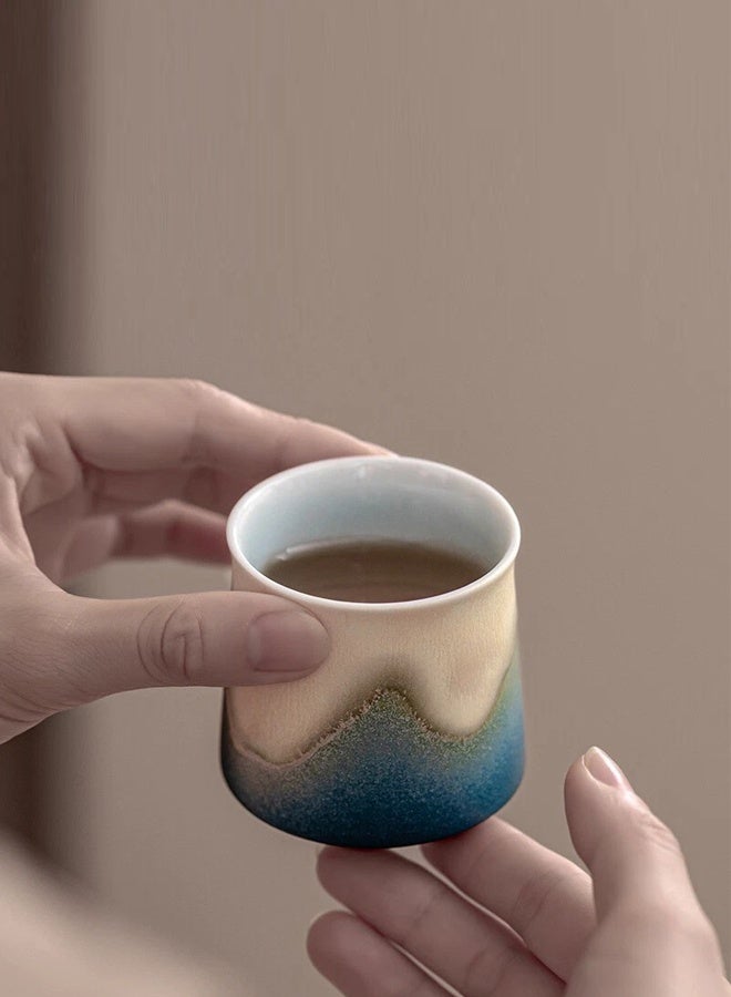 صحرمارت طقم أكواب سيراميك مكون من 4 قطع، طقم أكواب شاي وقهوة إسبريسو سيراميك مطلي يدويًا، طقم أكواب سفر للمنزل والمكتب والمطبخ، مع صندوق هدايا - Image 4