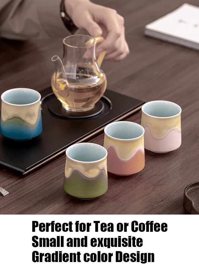 صحرمارت طقم أكواب سيراميك مكون من 4 قطع، طقم أكواب شاي وقهوة إسبريسو سيراميك مطلي يدويًا، طقم أكواب سفر للمنزل والمكتب والمطبخ، مع صندوق هدايا - Image 3