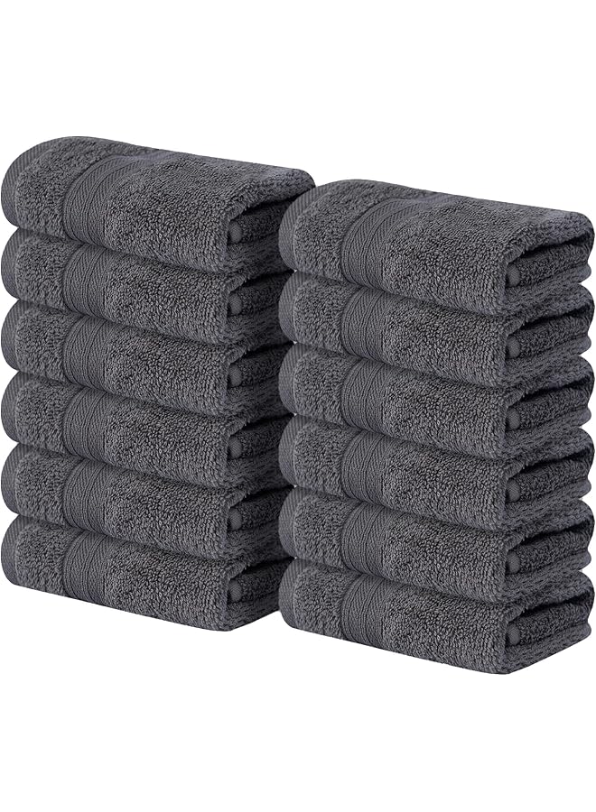 The Bros Washcloths Set (Pack of 12) Size 30 x 30 cm - 100% Cotton Soft Face Towels, Quick Drying Wash Cloths, Highly Absorbent Hand Towels, Perfect for Hotels, Spas and homes (Grey) - Image 1