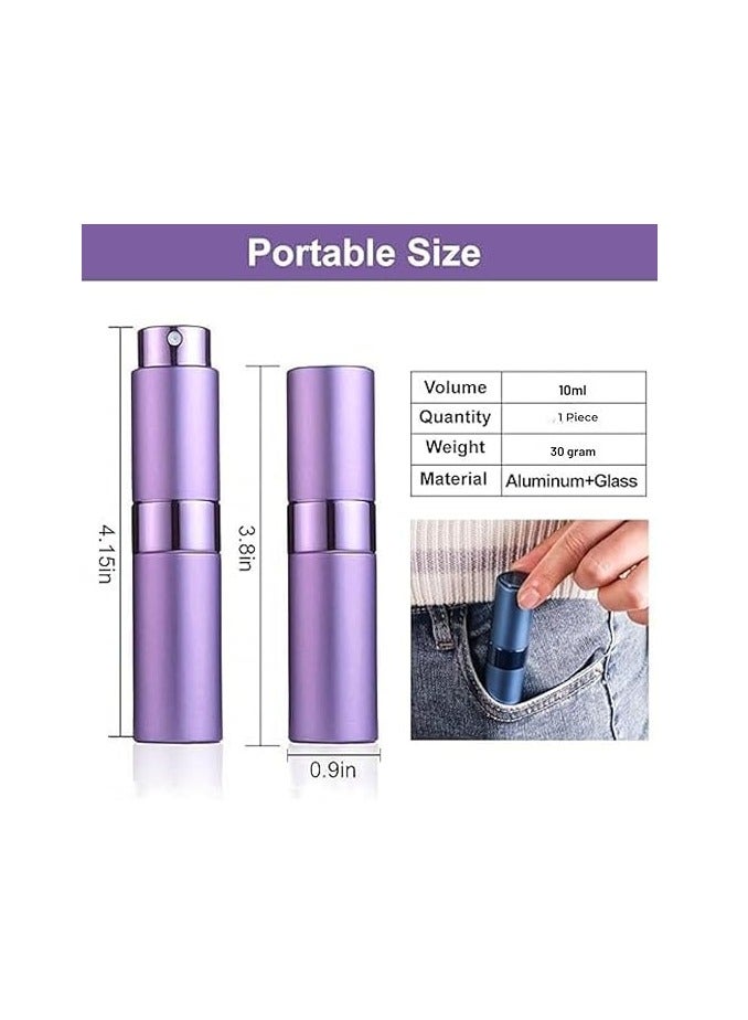 10ml Luxury Mini Refillable Perfume Bottle - Travel Size Perfume Atomizer Sprayer, Empty Round Pump Cosmetic Container (Purple) - Image 2