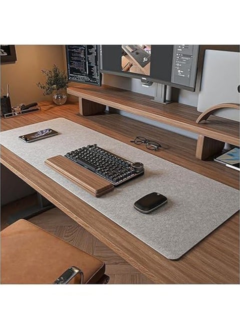 Multifunctional Felt Desk Mat, Computer Mouse Pad, Office Desk Mat 90cm X40cm Large Felt Mouse Pad, Extended Gaming Mouse Pad, Computer Desk Mat, Non-slip and Waterproof Office Desk Mat Protector (Light Gray)
