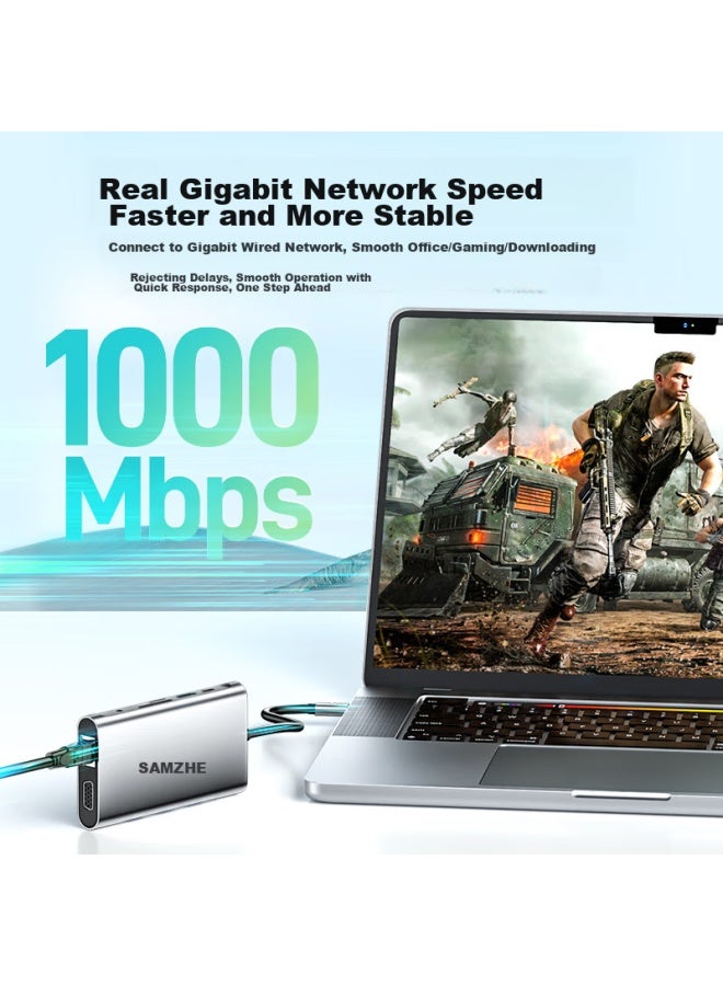 SAMZHE Shanze Type-c Expansion Dock To Hdmi Gigabit Ethernet Port Adapter, Vga Audio 4k Expansion Dock, Compatible With Huawei, Apple Mac, Lenovo Thunderbolt 3/4 Laptops, Tc-dk - Image 3