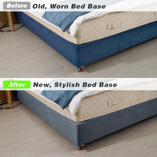 DUJUIKE Velvet Bed Frame Cover, Bed Base Wrap Cover, Alternative to Traditional Valance Bed Sheet Skirt Cover, Fully Elastic Around The Base of Your Bed, Easy to Install (Twin Bed Width:47-51", Grey) - Image 5